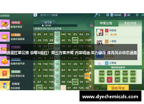 逍遥红单公推 豪取6连红！周三方案齐聚 内容精选 实力碾压 体育风云动态涵盖